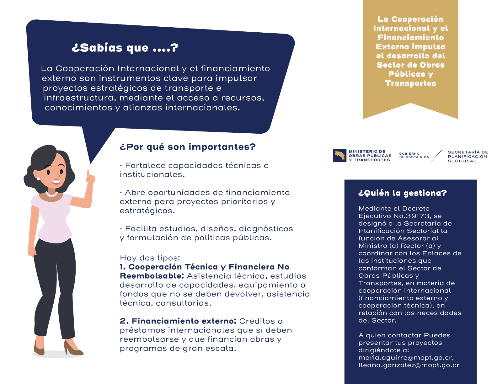 La Cooperación Internacional y el financiamiento externo son instrumentos clave para impulsar proyectos estratégicos de transporte e infraestructura, mediante el acceso a recursos, conocimientos y alianzas internacionales.
La Cooperación Internacional y el Financiamiento Externo impulsa el desarrollo del
Sector de Obras Públicas y Transportes