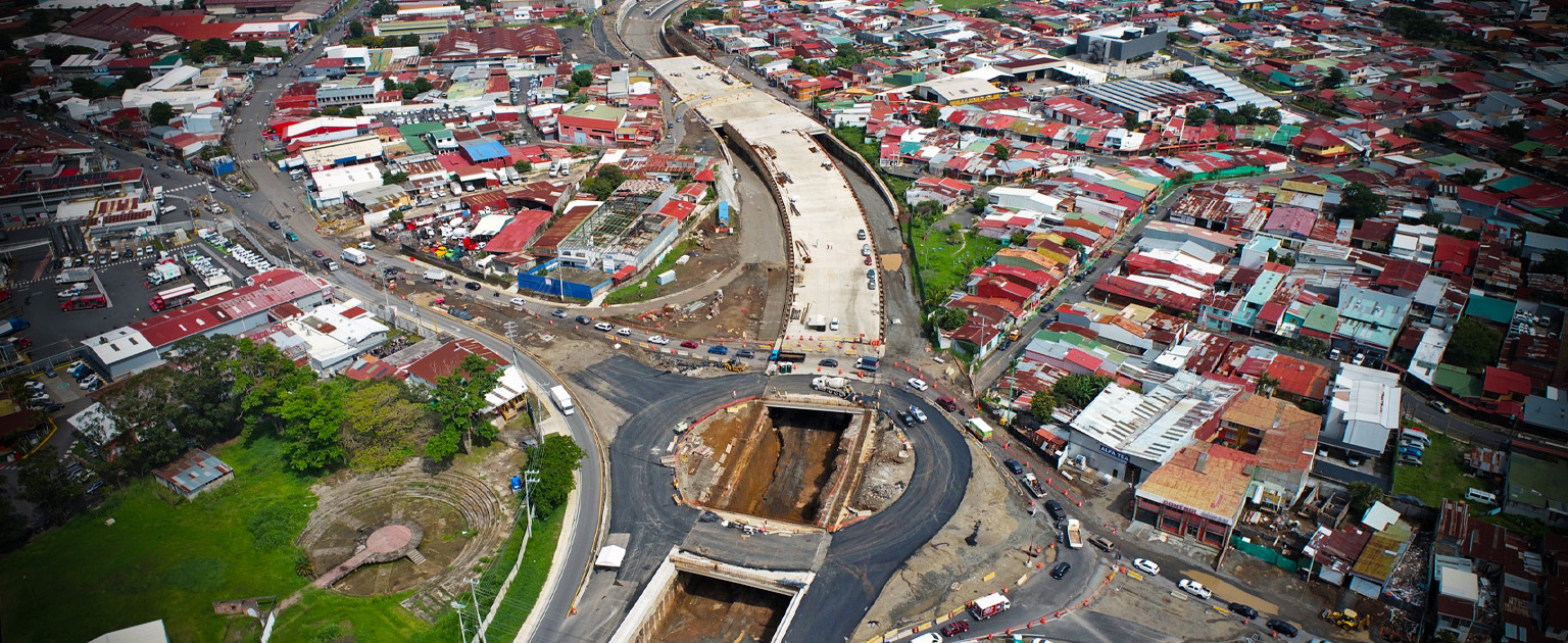 Foto aérea de la estructura del Paso a Desnivel de Calle Blancos