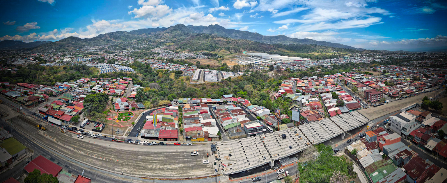 Fotografía aérea que muestra la construcción de esta obra