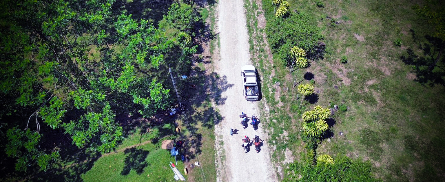 Fotografía aérea que muestra parte de la aplicación de las pruebas