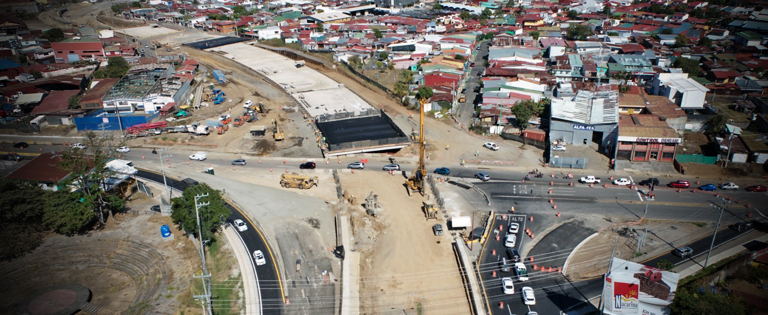 Fotografía aérea que muestra parte de los trabajos que se realizan en la Unidad Funcional Cinco