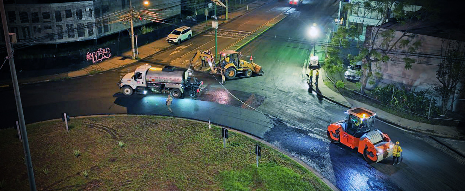 Foto aérea de los trabajos de rehabilitación en el tramo Betania- El Cristo de Sabanilla