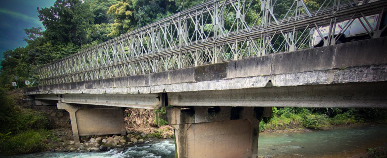 Fotografía que muestra parte de la estructura del puente sobre el río Coronado