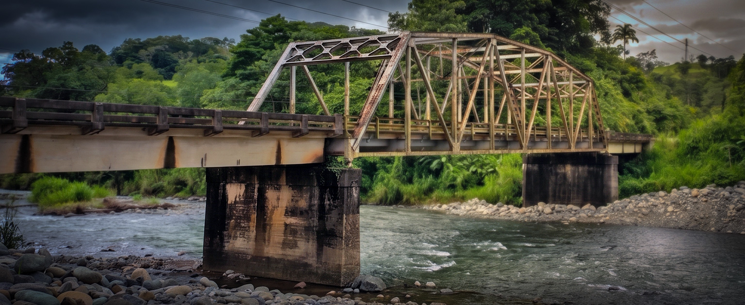 Fotografía que muestra la actual estructura sobre el río La Unión que será sustituido